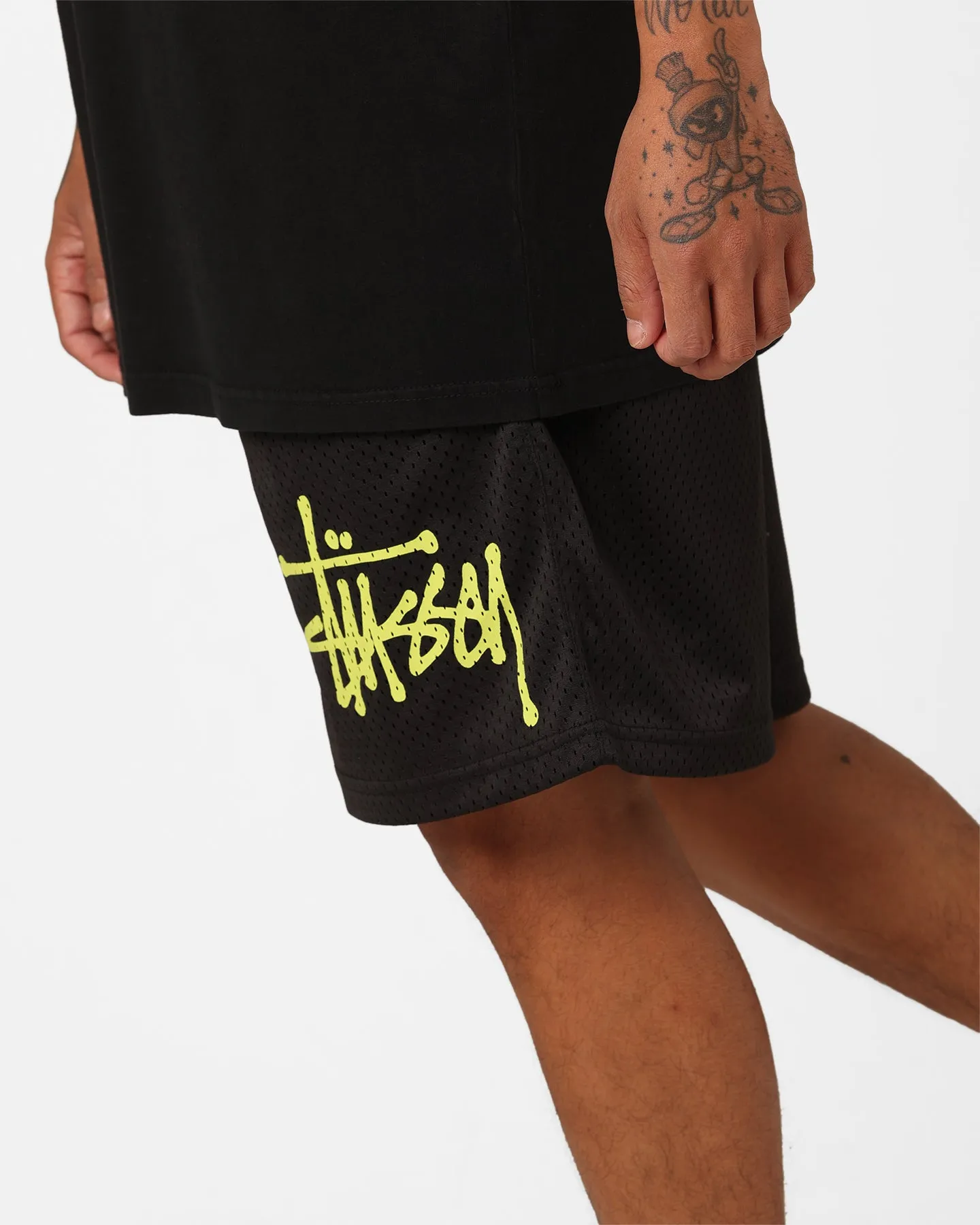 MultiPocket Design Quick Layer Wear Stussy Graffiti Mesh Shorts Black