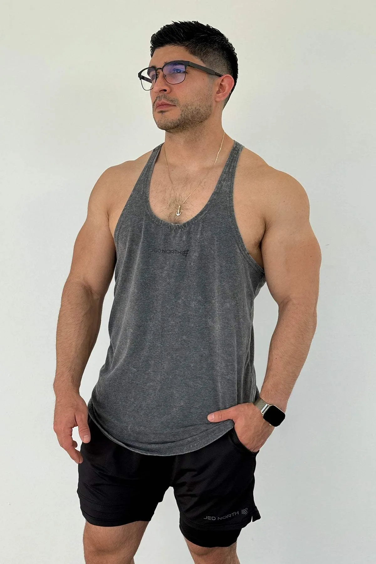 Classic Vintage Washed Racerback Stringer - Heather Gray Intuitive High Speed