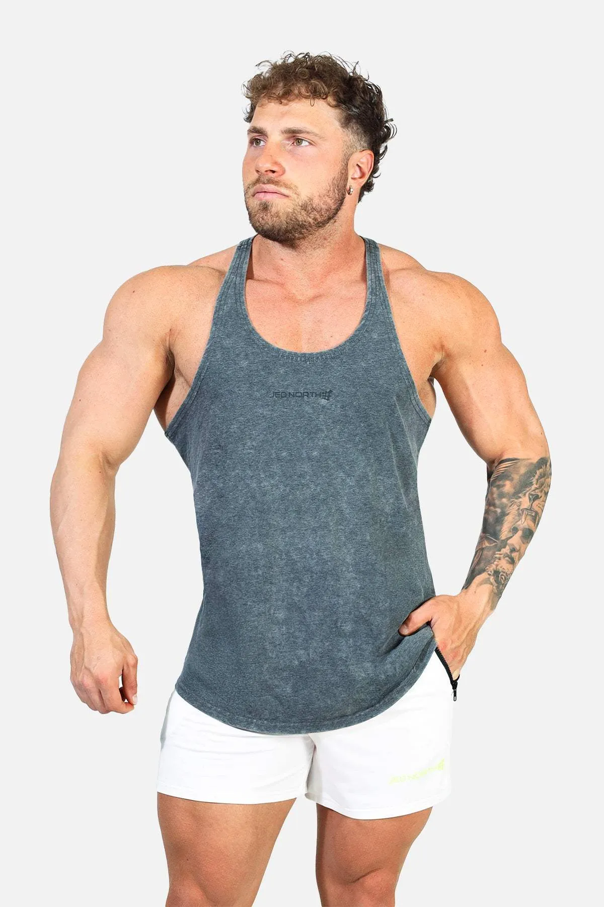 Classic Vintage Washed Racerback Stringer - Heather Gray Low vibration