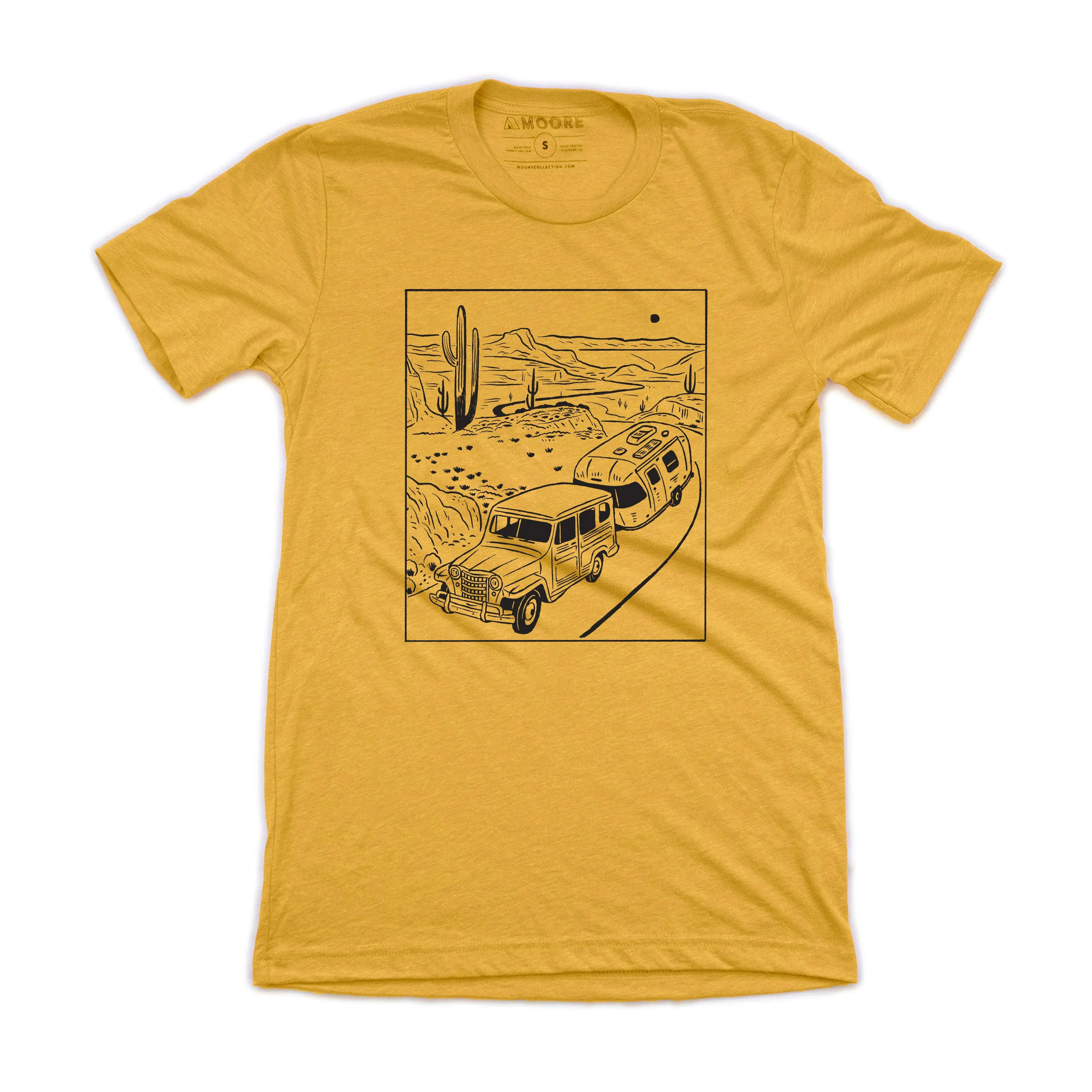 Timeless Layering Breezy Comfort Retro Desert Trip Tee-Mustard