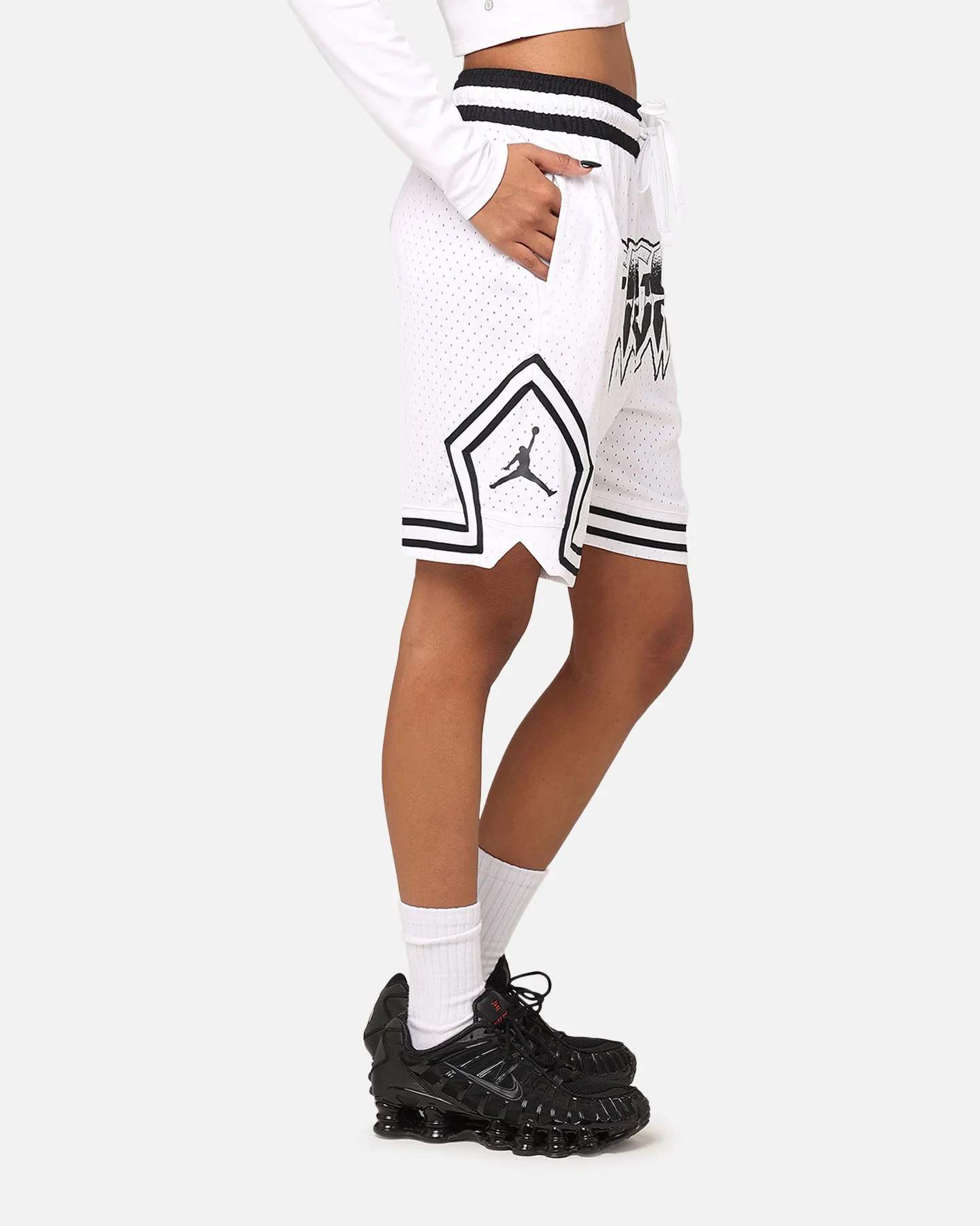 Jordan Dri-Fit Diamond Shorts White/Black Ultra Soft Waistband Fitness Look