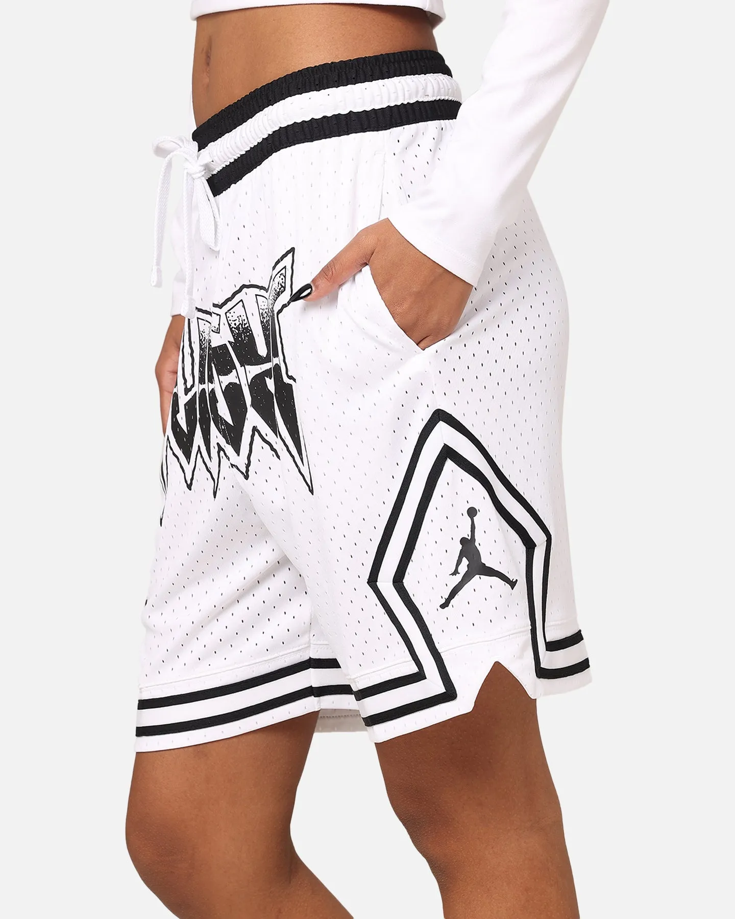 Jordan Dri-Fit Diamond Shorts White/Black Non Irritating Tagless Sporty Stretch Fit
