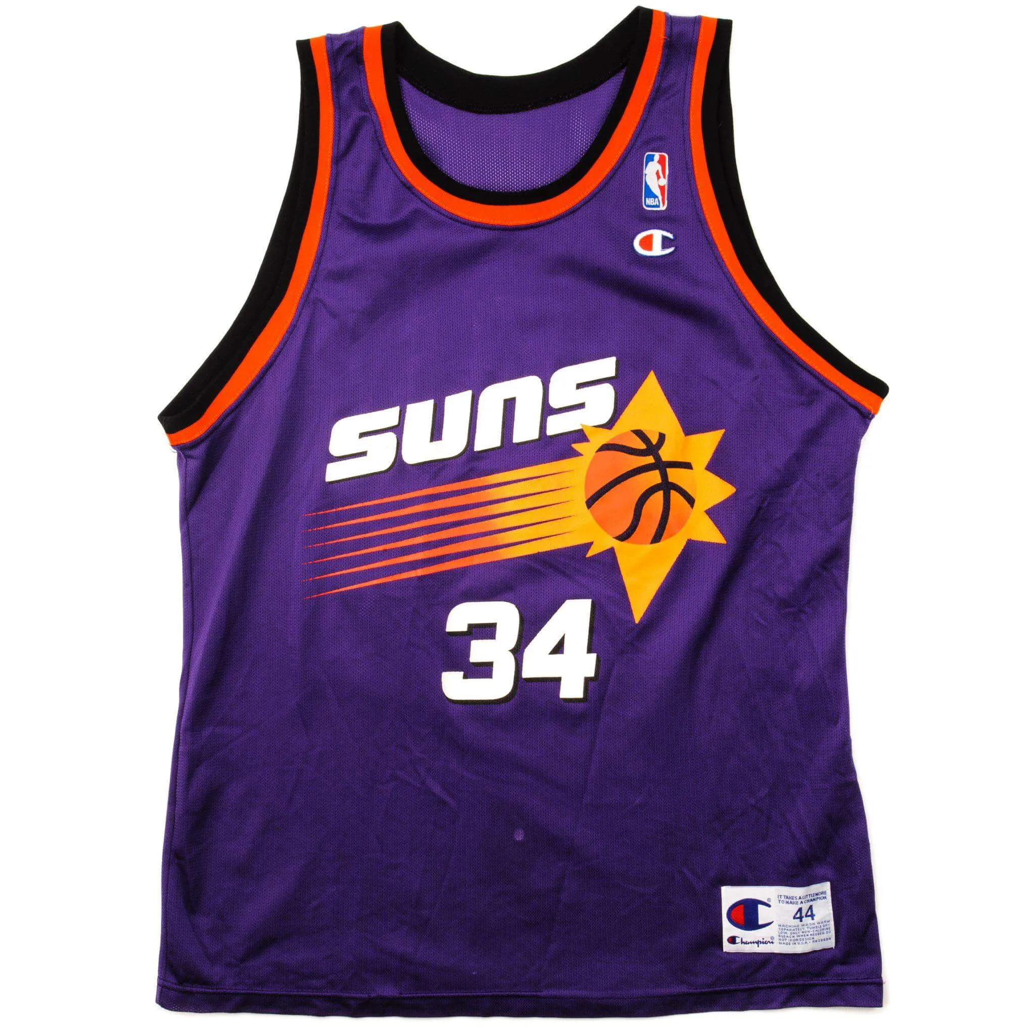 Quick Drying VINTAGE CHAMPION JERSEY SUNS BARKLEY 34 SIZE LARGE MADE IN USA