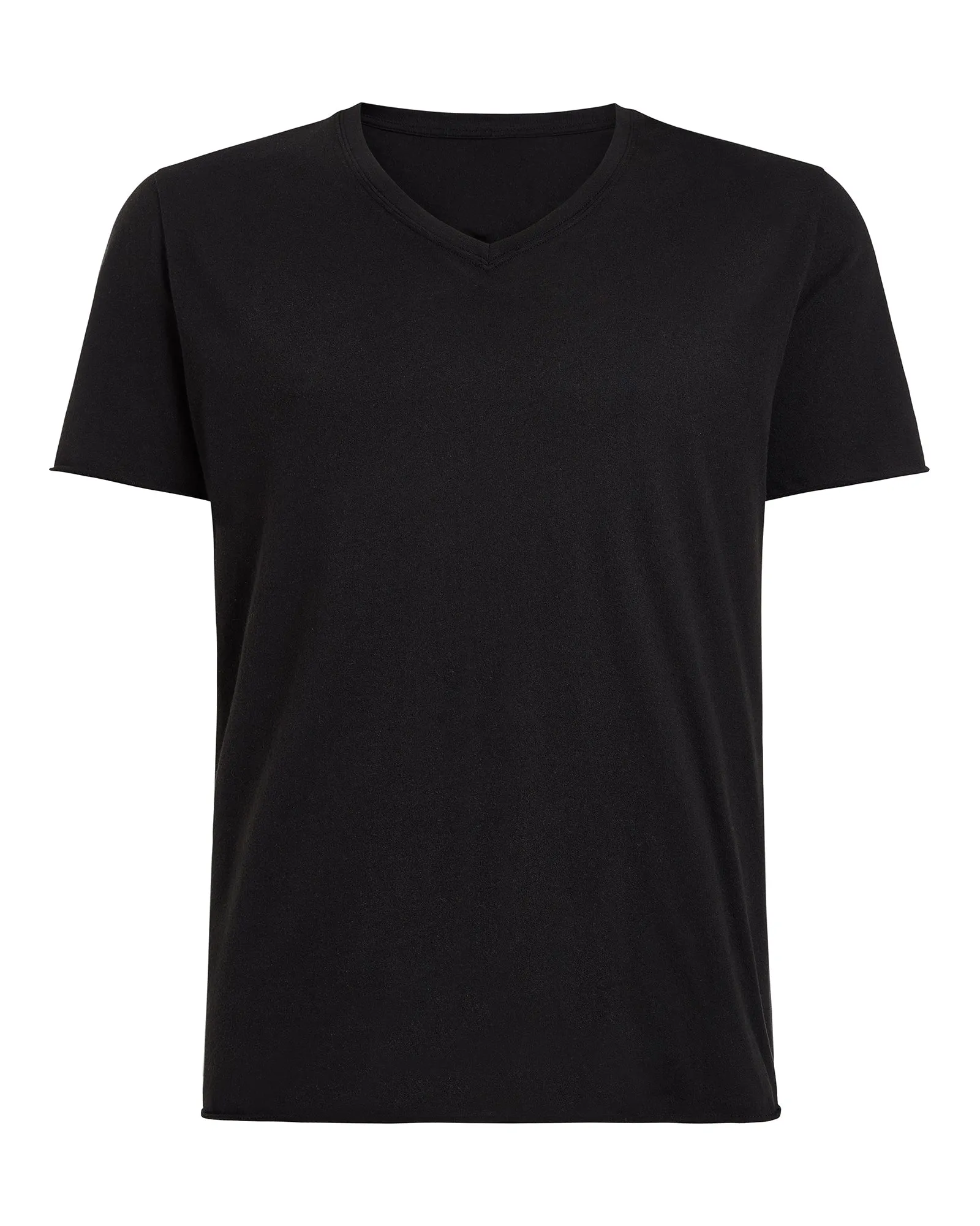 Vintage Jersey Cut Off Short Sleeve V-Neck Tee - Black Smooth Neckline Floral freshness