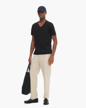 ZeroDistressFinish Vintage Jersey Cut Off Short Sleeve V-Neck Tee - Black