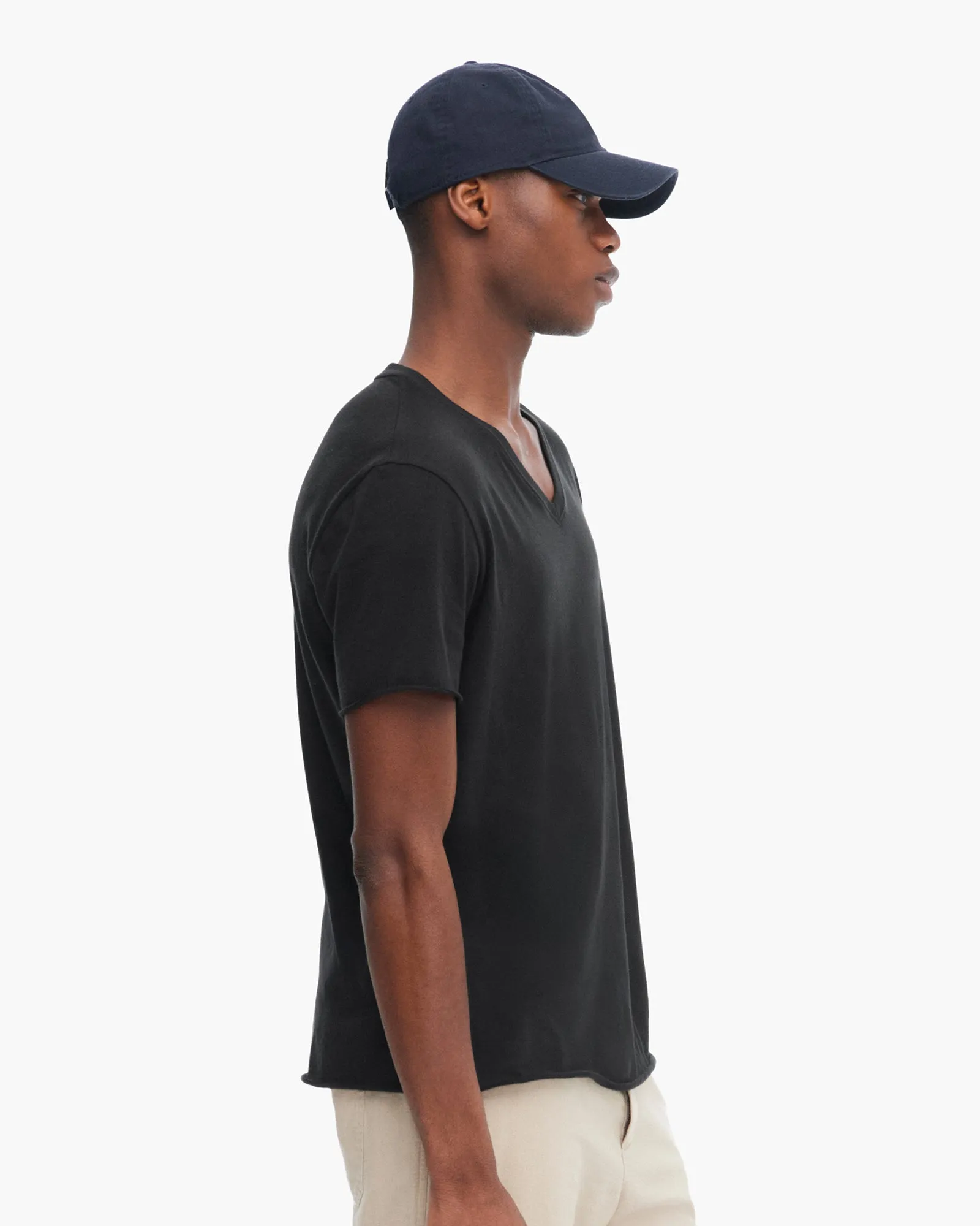 Vintage Jersey Cut Off Short Sleeve V-Neck Tee - Black Cool Vibes Long Sleeve