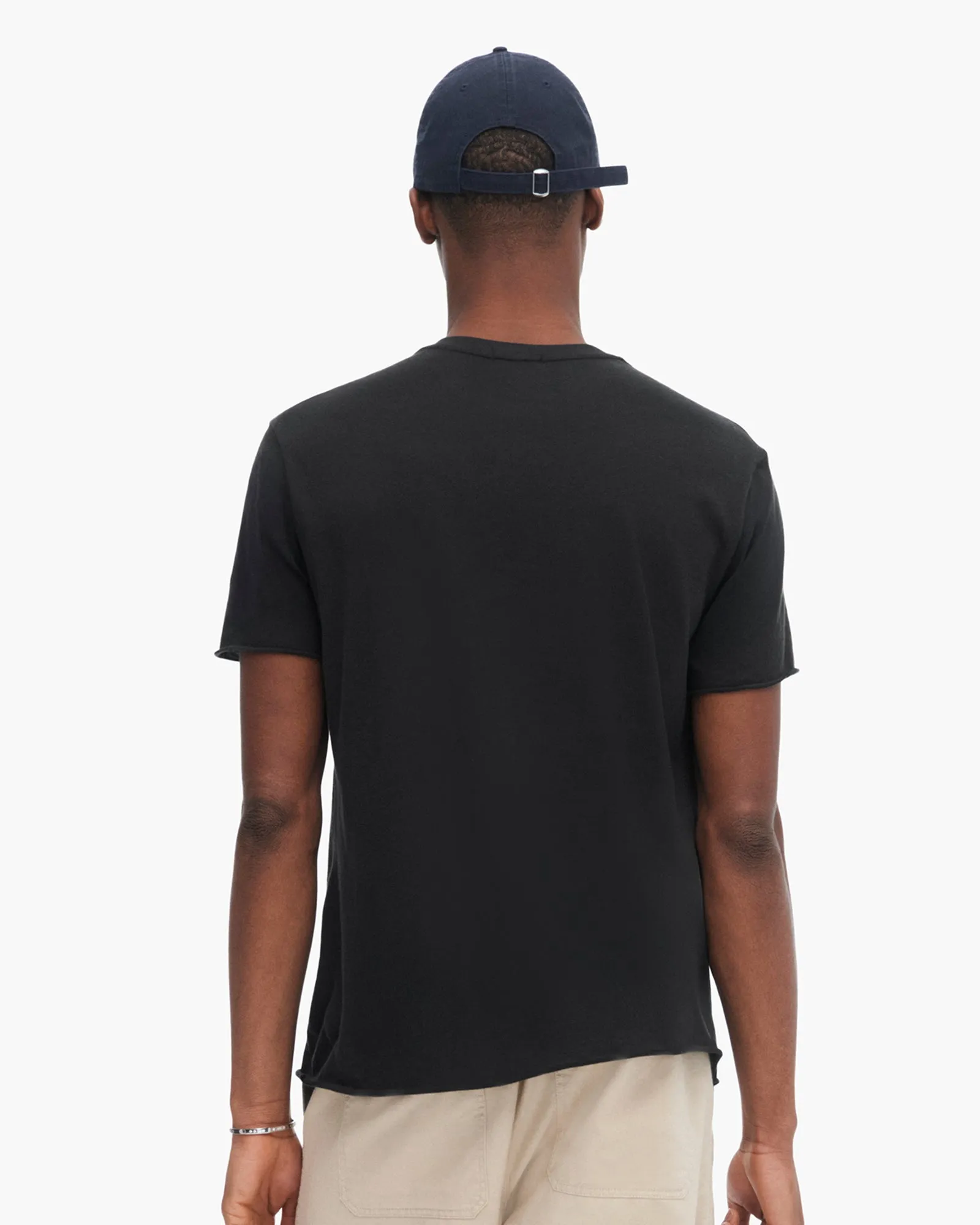 Street Ready Vintage Jersey Cut Off Short Sleeve V-Neck Tee - Black