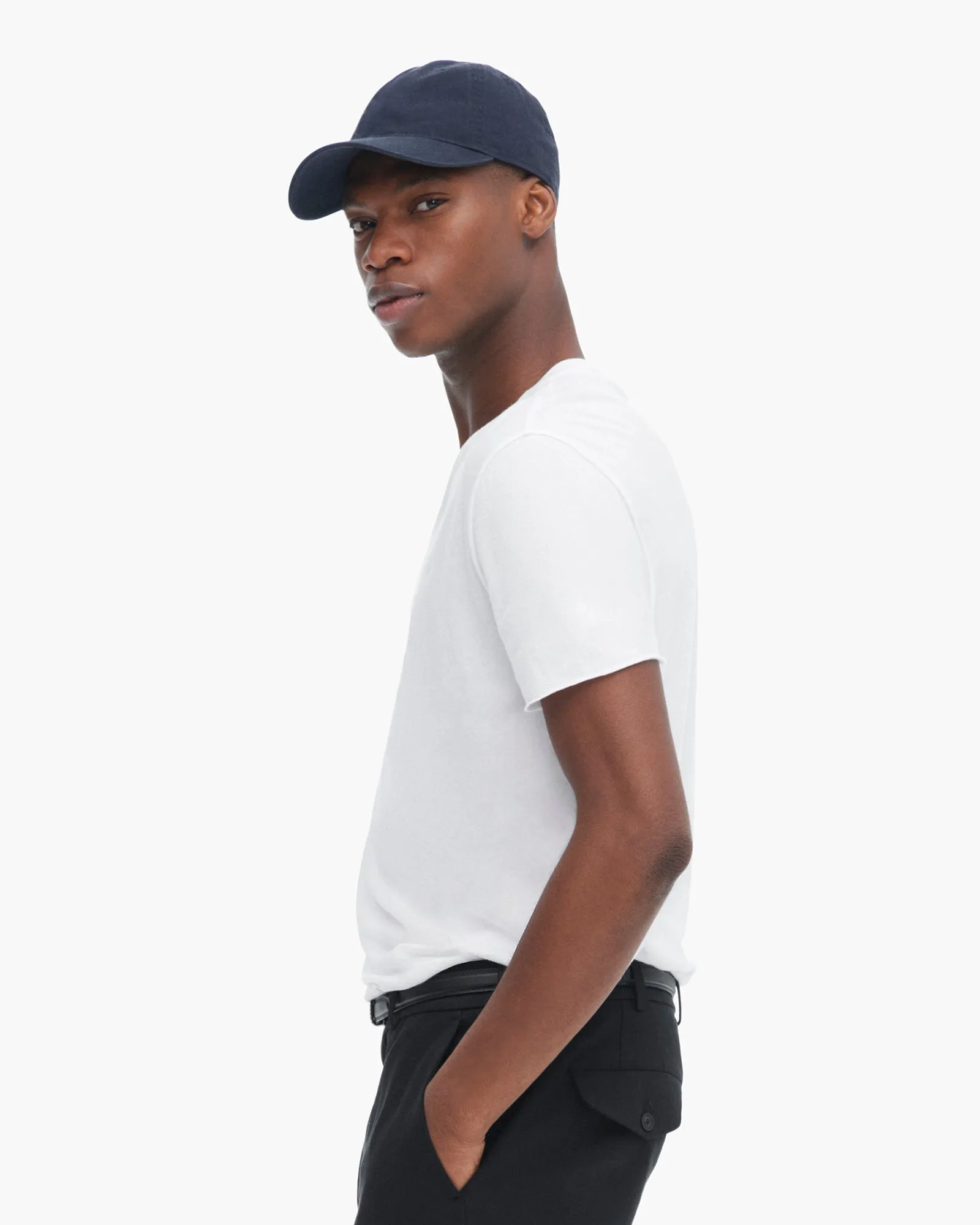 Vintage Jersey Cut Off Short Sleeve V-Neck Tee - White Heathered Texture Garment Dyed Finish