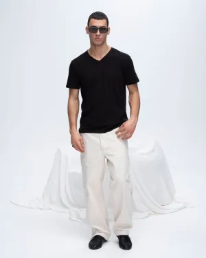 Slub Jersey V-Neck Tee - Black Value for Money Cozy Wear Fit