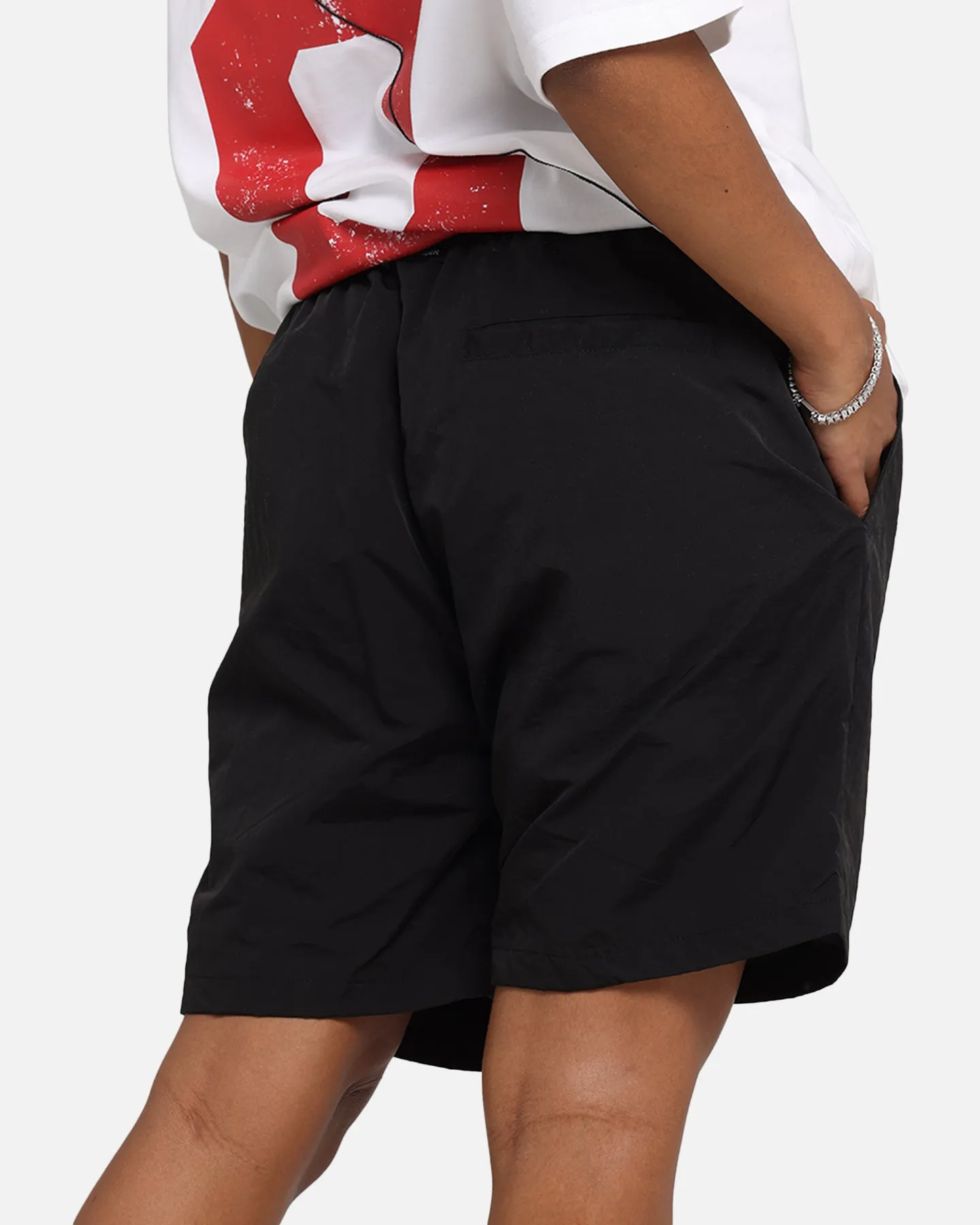 The Anti Order Reverse Logo Nylon Shorts Black Soft Waistband outdoor concert style