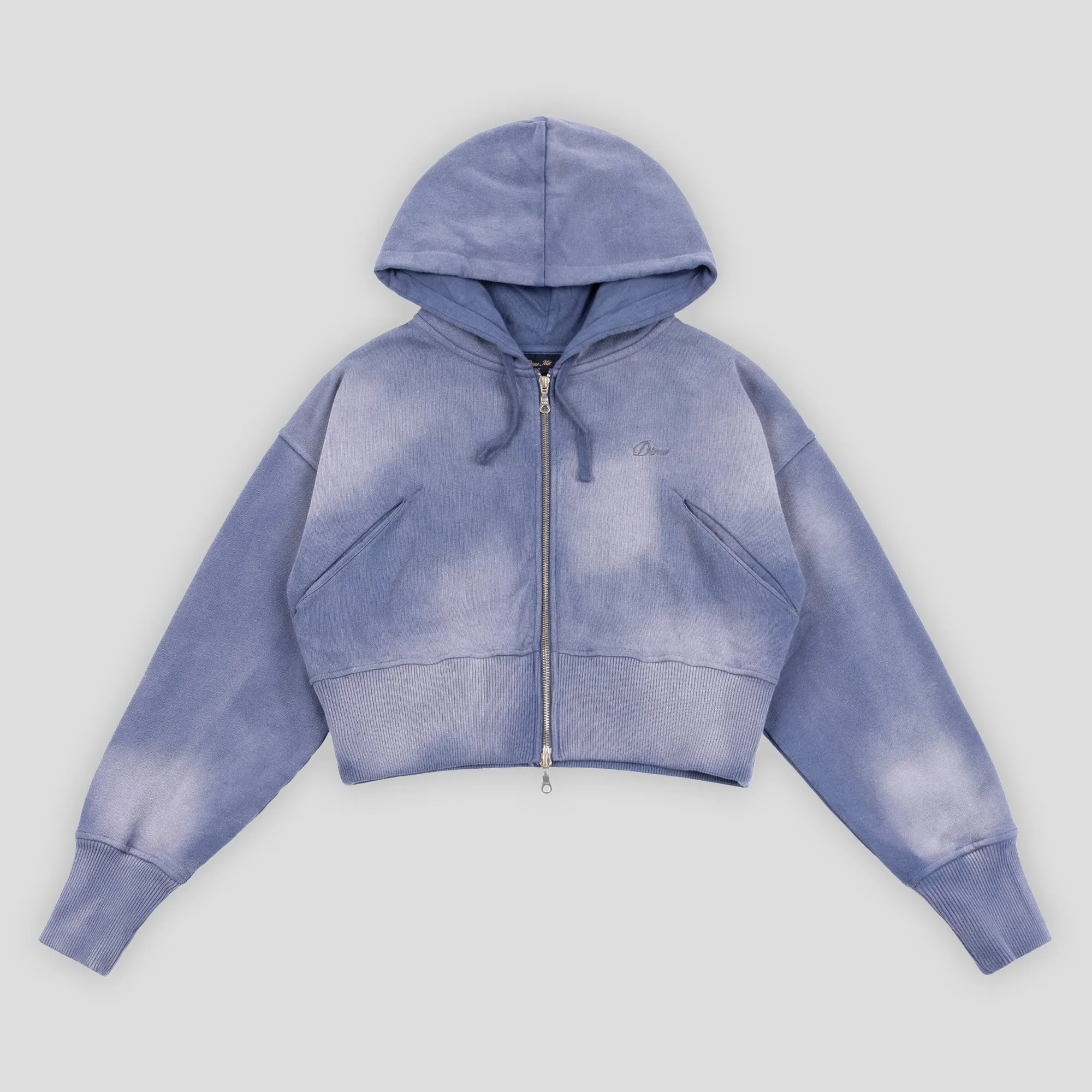 Dime Cropped Zip Hoodie - Lavender Washed Reinforced