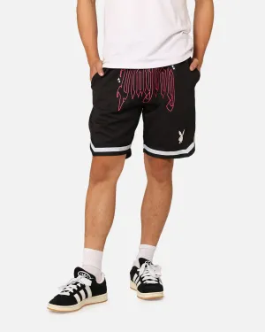 Playboy Card Shorts Black Adjustable Drawcord