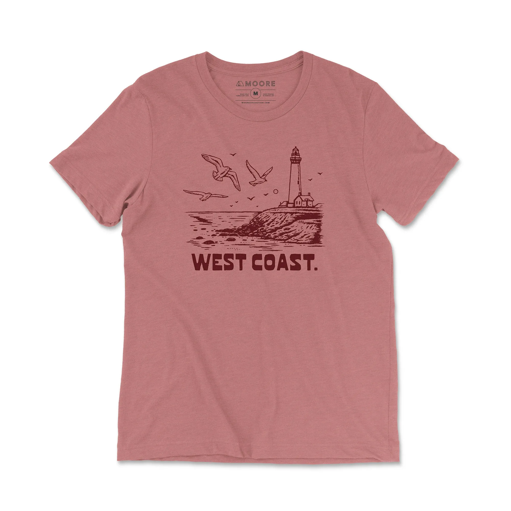West Coast Lighthouse Tee-Mauve Triblend Minimal Comfort Stylish and Easygoing