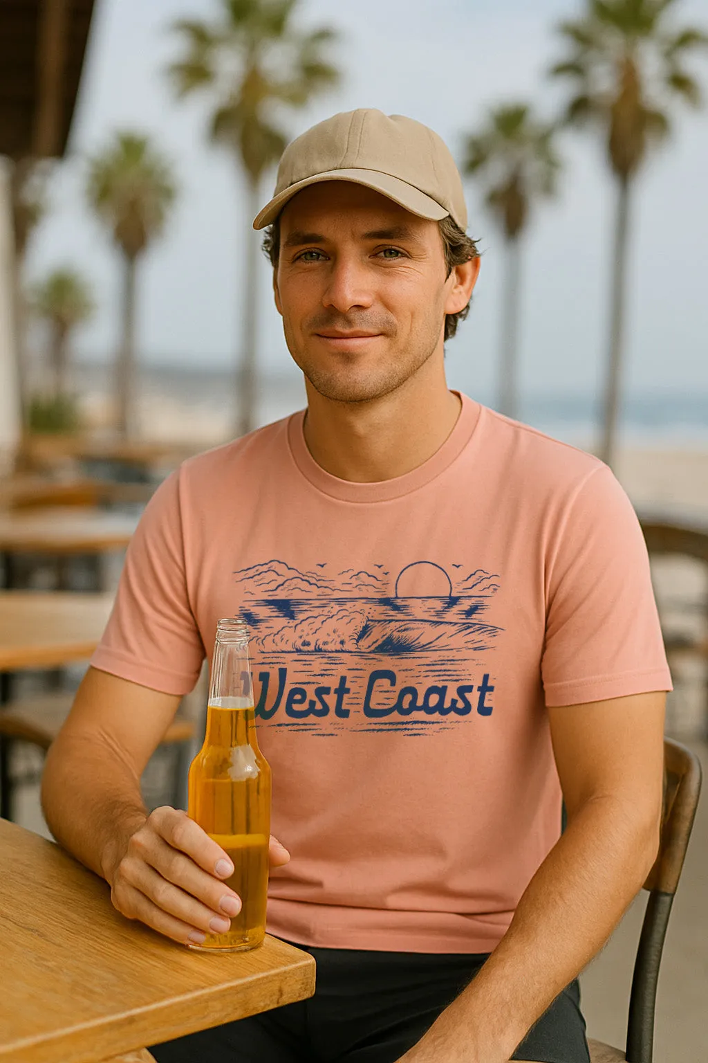 Sleeveless freedom West Coast Wave Tee-Terracotta