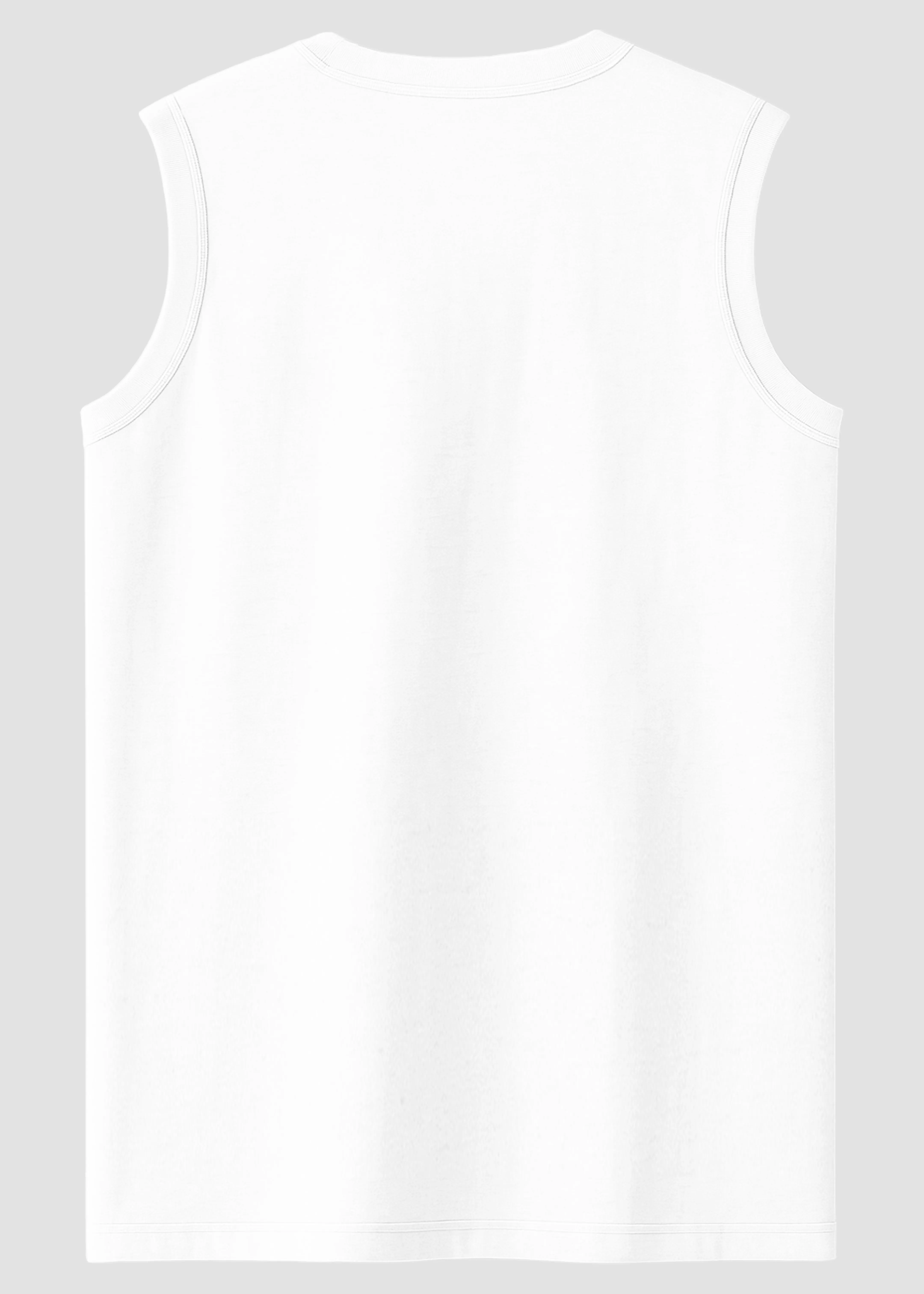 White Men's Sleeveless T-Shirt | MS36 Versatile Top ComfortOptimizedConstruction