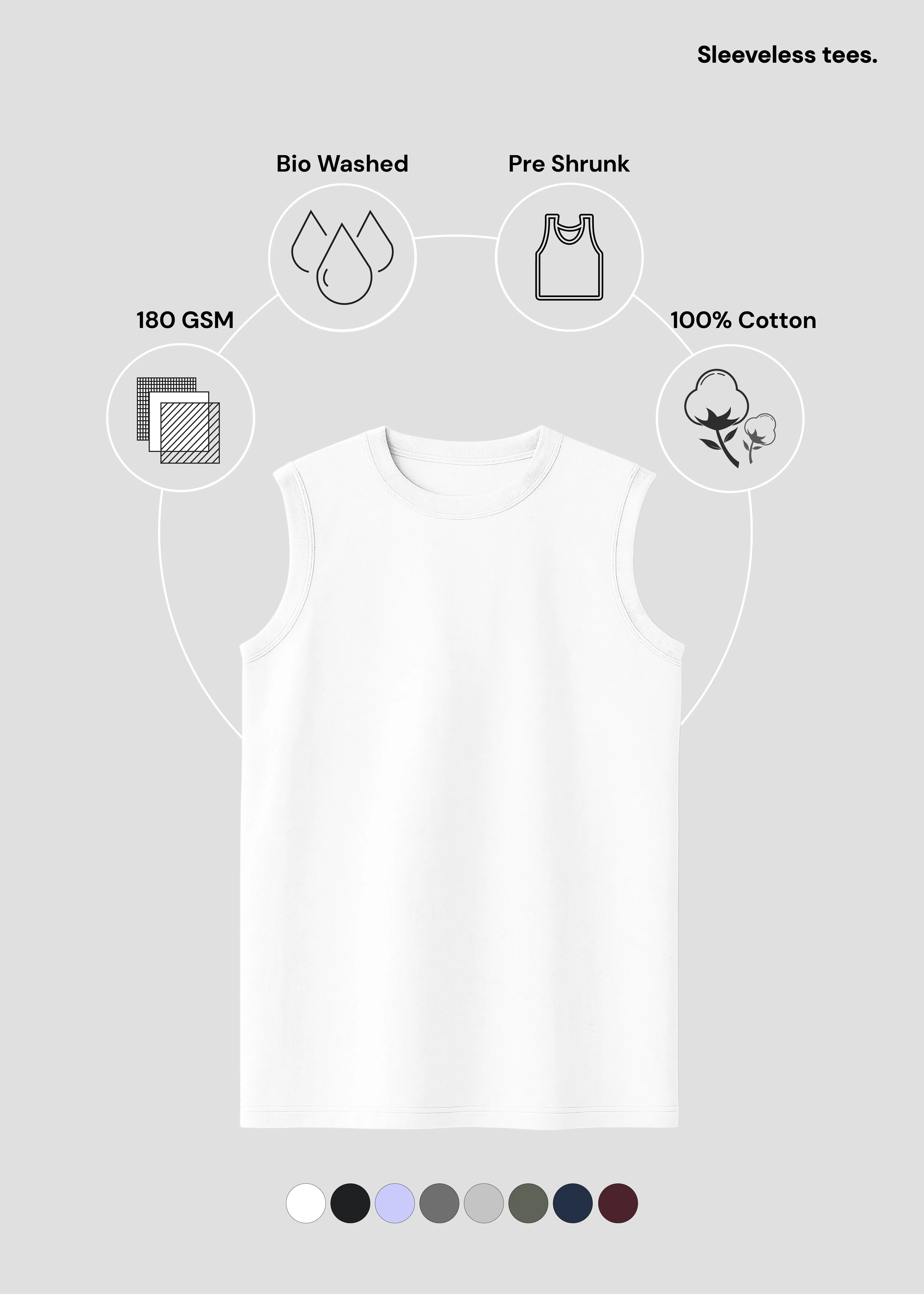 White Men's Sleeveless T-Shirt | MS36 Airflow Ventilation System