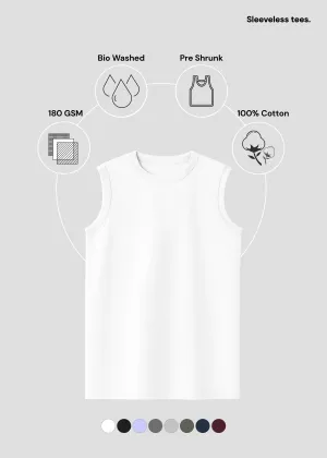 White Men's Sleeveless T-Shirt | MS36 Hydrophobic coating