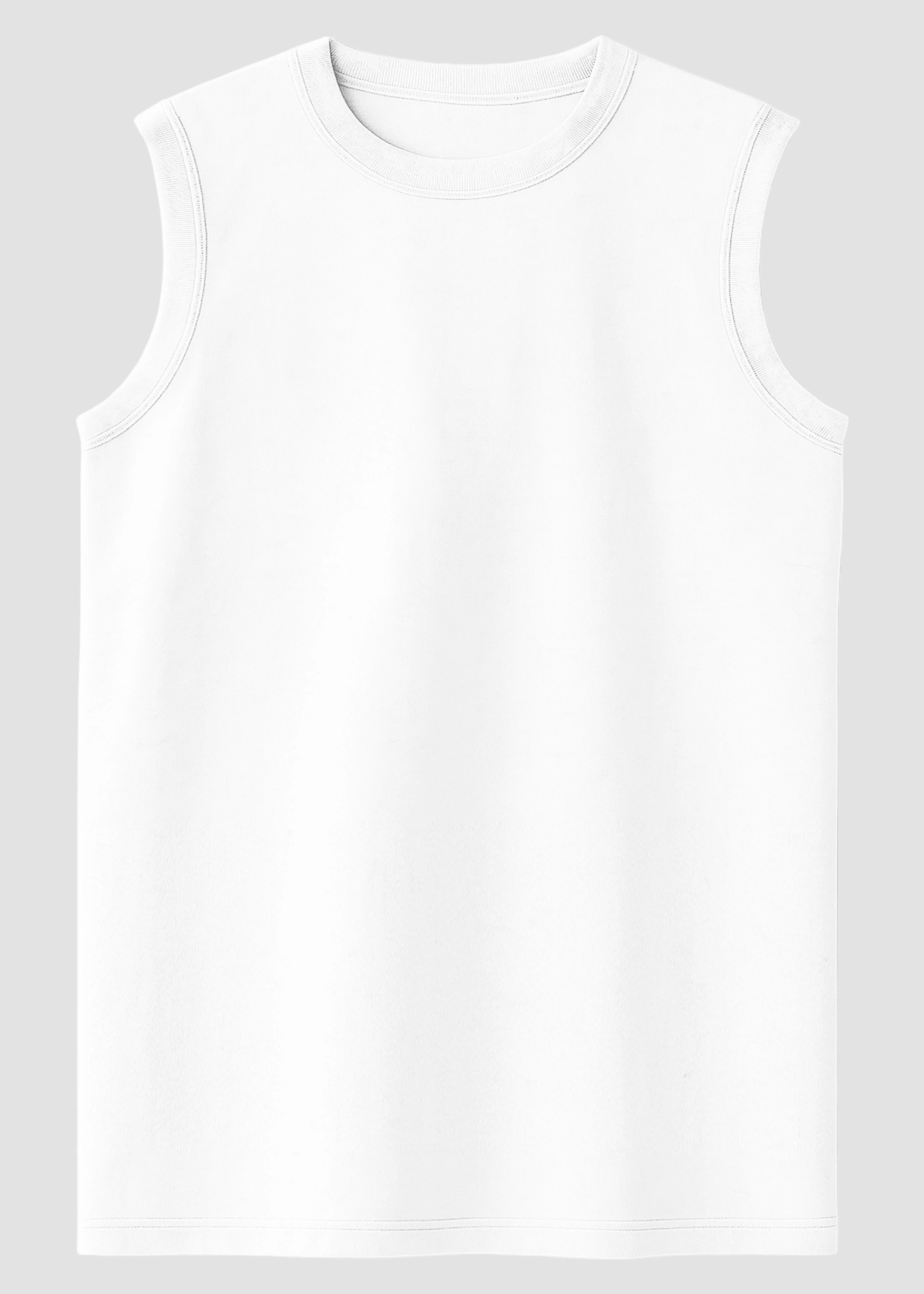 White Men's Sleeveless T-Shirt | MS36 Sustainable Packaging
