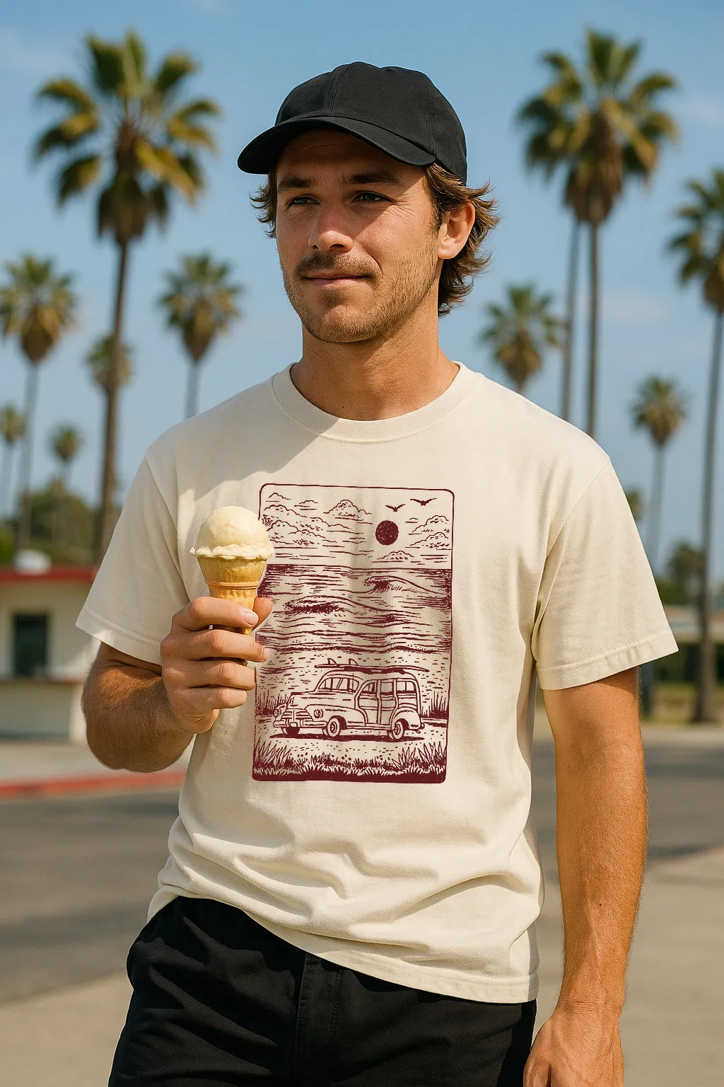 Quality Comfort Breathable mesh Woody Tee-Vintage Ivory