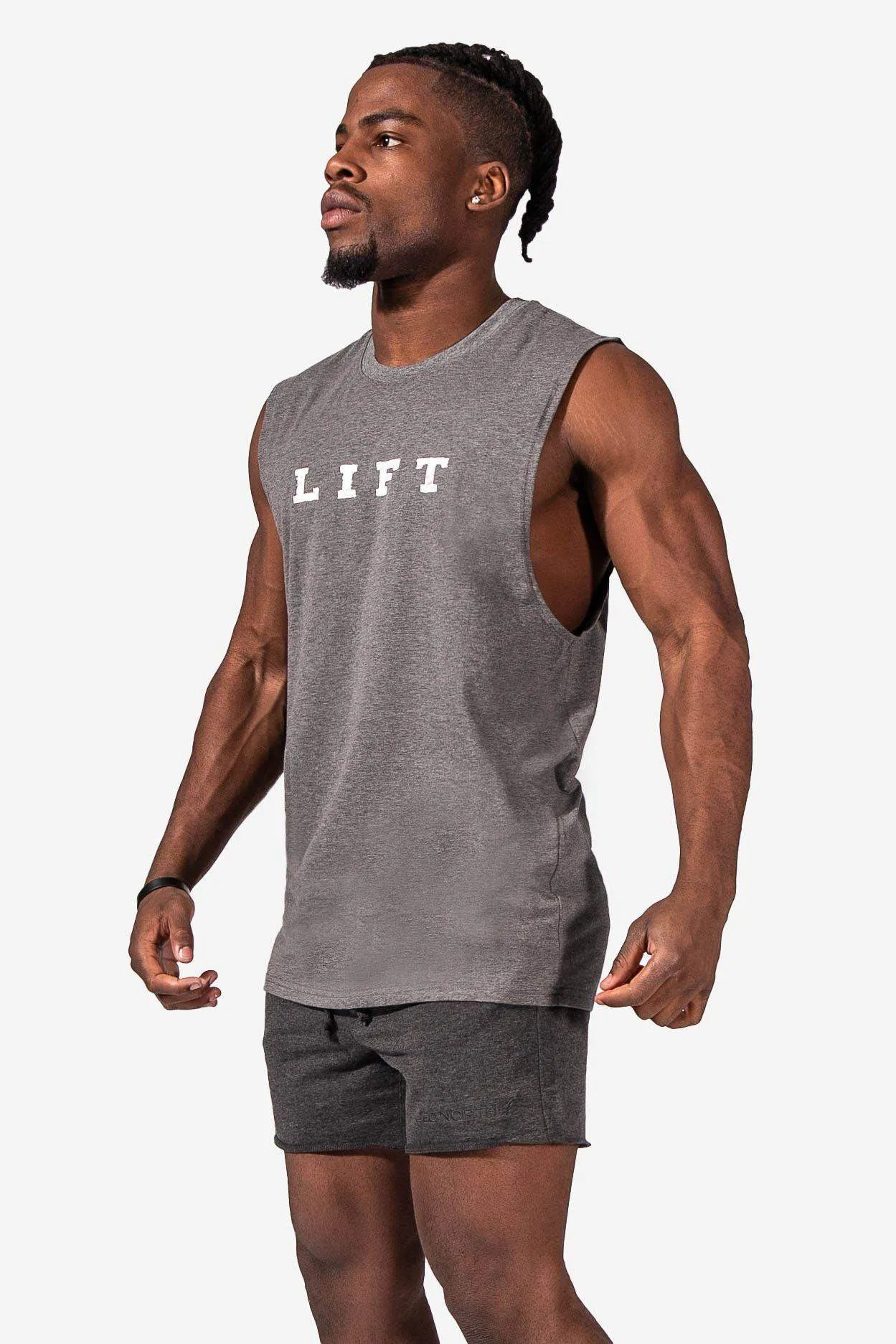Workout Muscle Tee - Gray Performance Fit Flex Zone Design