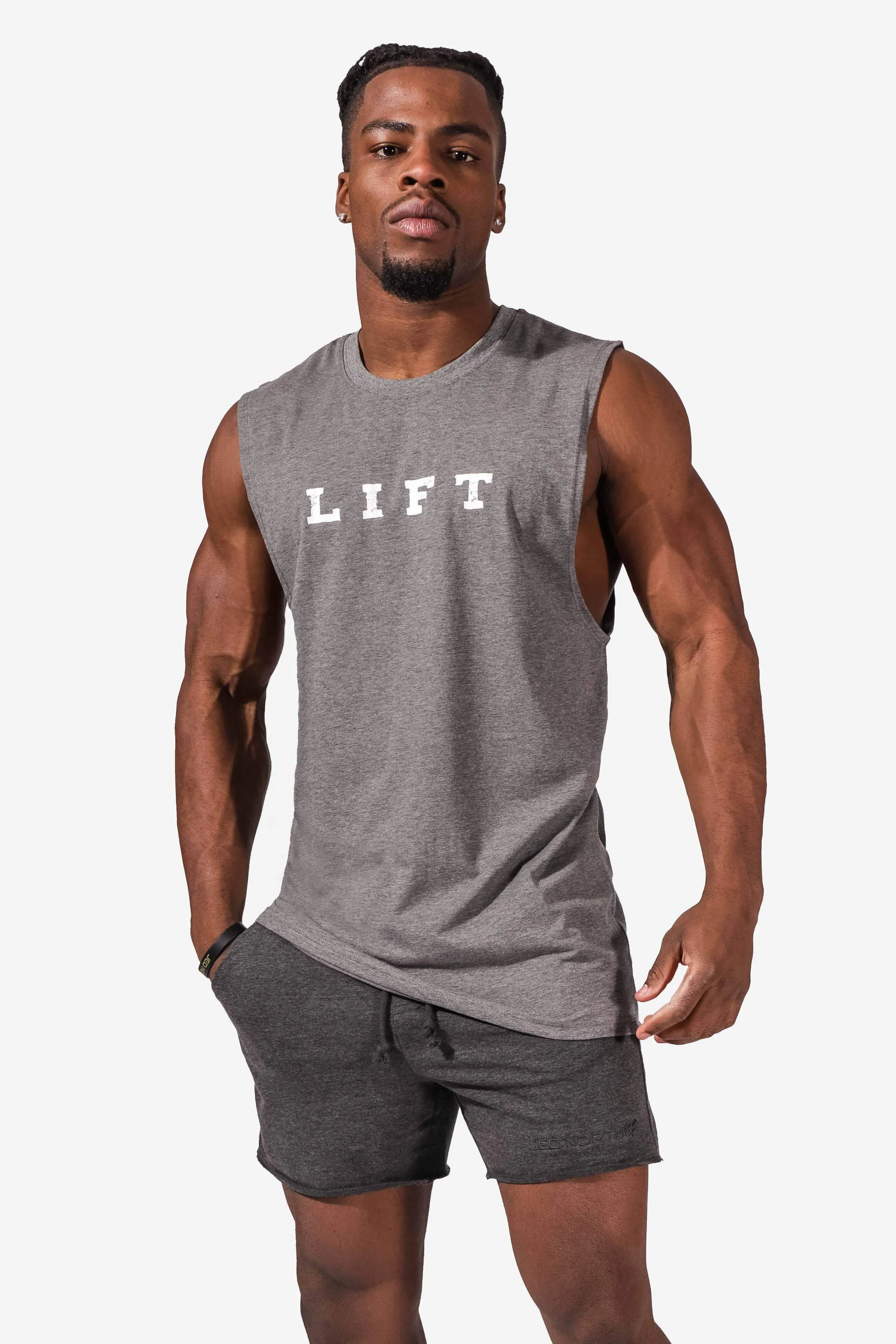 Breathable Construction low end market users Workout Muscle Tee - Gray